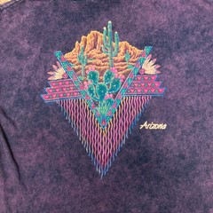 Vintage Maiden West Arizona Cactus Graphic T-Shirt Purple Acid Wash Mens Large