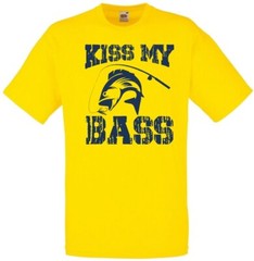 Fishing Kiss My Bass Humour Novelty T Shirt Various Colours And Sizes