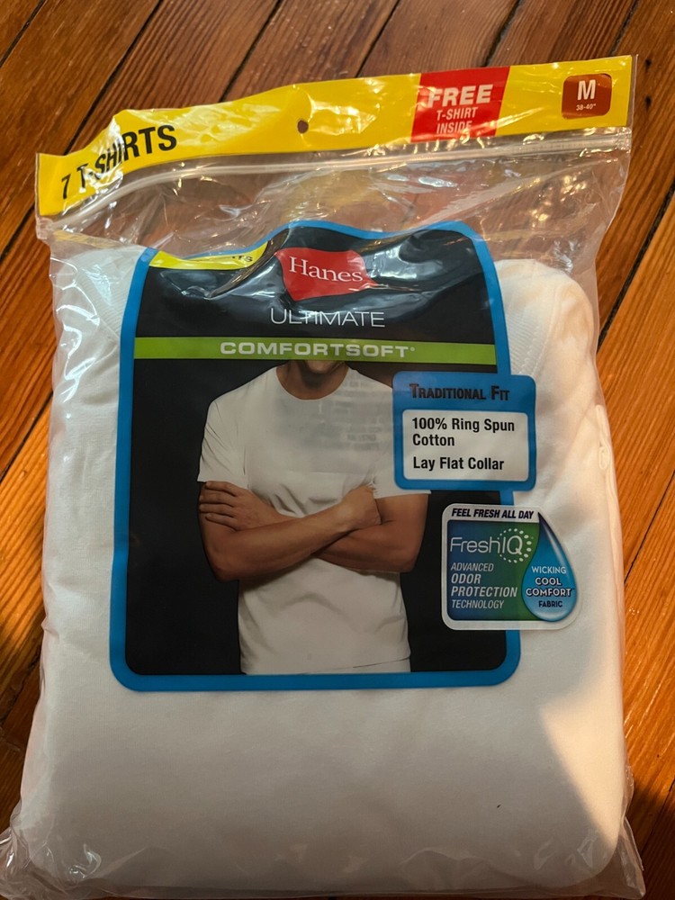 Hanes ComfortSoft Crewneck Tagless Men’s T-shirt M 7 pack-white