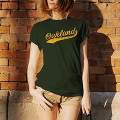 Oakland City Script – Sports Team Baseball Hometown T-Shirt – Forest