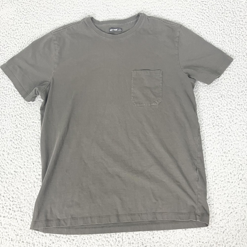 Line Of Trade Shirt Mens Large Gray Pocket Crewneck Cotton Casual Basic Tee