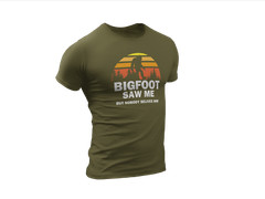 Bigfoot Saw Me But Nobody Believes Him T-Shirt Camping Shirts Sasquatch Hiking
