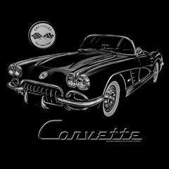 Joe Blow T’s Chevy Corvette Ghosted Men’s Black T-Shirt C1 1959 1960