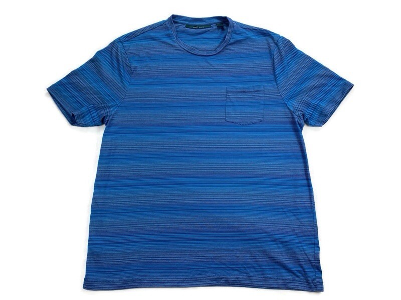 Perry Ellis Men’s Short Sleeve Blue Striped Shirt XXL
