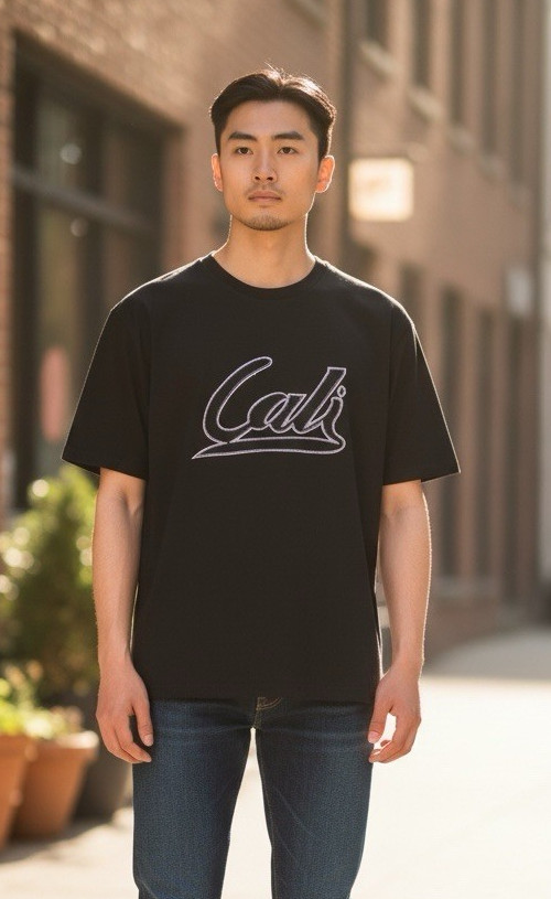 Cali T Shirt Size Large Mens Black Stitched California Streetwear Skater NEW