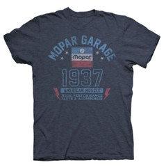 MOPAR GARAGE 1937 MENS BLUE SHORT SLEEVE DISTRESSED PRINT TEE SHIRT NEW E1615