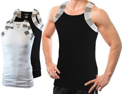 2 Pack Mens Square Cut Tank Tops Cotton G-Unit Style A-Shirts Two Tone Gym Tee