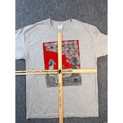 Yazbek Mens Large Heather Grey Graphic Tee Surreal Desert Cactus Art T-Shirt L