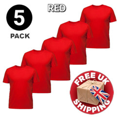 Mens Plain T-Shirt 5 Pack 100% Cotton Heavy Blend High Quality Short Sleeve Tee