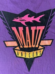 Maui And Sons Shirt Men Medium Purple Shark Neon Surf Skate Single Stitch 90s