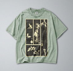 100% Cotton Tee – Unisex Retro Oversized Fit – Japanese Minimalist Nature Print