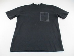 Zara Shirt Mens XL Black Solid Short Sleeve Mock Neck Hipster Cotton *