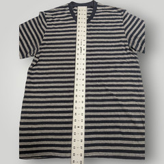 Foot Locker Triblend Mens L Blue Gray Striped V Neck T Shirt