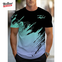 Fashion Gradient Color 3D Print Men’S T-Shirts Daily Men’S O-Neck Short Sleeve T