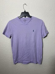 Polo Ralph Lauren V Neck T Shirt Men’s Small Purple Lavender Pony Logo Cotton