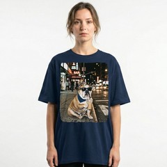 English Bulldog Bandana Iced Latte NYC Night Street Unisex T-Shirt Funny Tee