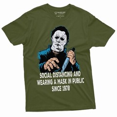 Social Distancing and Wearing Mask Funny Halloween Horror T-shirt Michael Myers