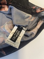 Shein Shirt Semi Sheer Cherub Angel Print Medium Mens Black Club wear Street