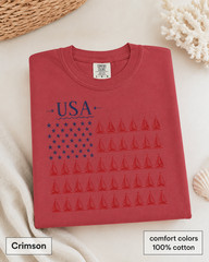 USA Sailboat Flag Comfort Colors Tee, Patriotic Coastal Fourth of July Shirt