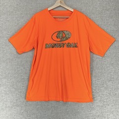 Mossy Oak Shirt Mens Large Orange Camo Logo Short Sleeve Polyester Hunting Tee