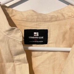 Standard Issue Mens Shirt Size XL Beige Scrub Lab Band Collar Linen Pockets