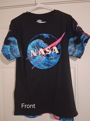 NASA Space 65% Polyester & 35% Cotton, Size: Large (L). Machine-Washable T-Shirt