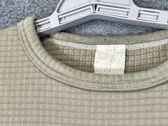 VTG Thermal Waffle Knit Shirt Mens Medium Tan Crewneck LS Base Layer Top 70s 80s