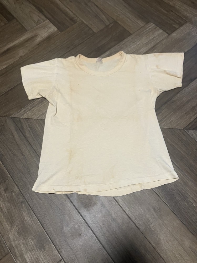 Vintage 50s BVD T Shirt Cotton Sz 18 Distressed Patina