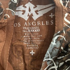Vintage Affliction T-Shirt Mens XL Brown Los Angeles Cross Goth Wings Grunge Y2K