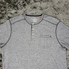 Tommy Bahama Henley Shirt Mens Medium Gray Short Sleeve Chest Pocket Heather