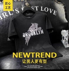 New Fashion Leopard Rhinestone Summer Short Sleeve Luxury Men Streetwear T-Shirt