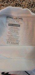 Billabong Size 2XXL Tshirt, White W/American Flag Design