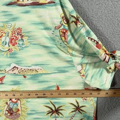 Polo Ralph Lauren Hawaiian Shirt Mens 2XL Green Hula Girl Surf Bear Tropical Tee