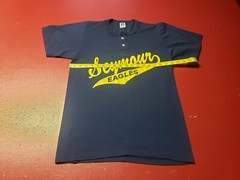 Vintage Russell Athletics 2 Button T-Shirt Blu M Cotton Blend Made In U.S.A.