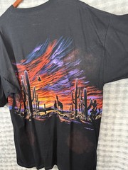 VTG Cal Cru T-Shirt Mens XL Black Desert Sunset Wolf Cactus Graphic Habitat XCIV
