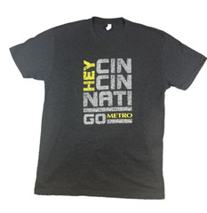 Next Level Apparel Men’s T-Shirt “Hey Cincinnati Go Metro” L Large Gray Tee