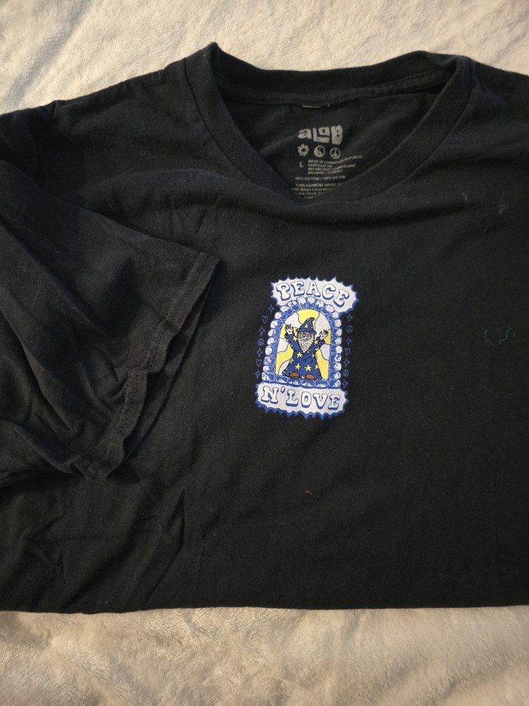 Alab Men’s Black T Shirt Size L Short Sleeve 100 Cotton