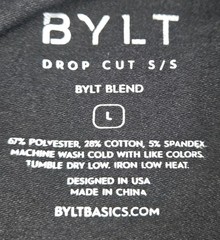 Mens BYLT Drop Cut Basics Short Sleeve T Shirt Black Large
