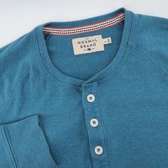 The Normal Brand Men’s Teal Long Sleeve Henley Shirt Size Large