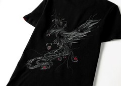 MFCT Japanese Streetwear Tee Cotton Phoenix Embroidered Graphic T-shirt for Men
