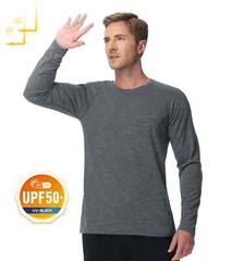 Mens Sports Shirt Long Sleeve UPF50+ Quick Dry Breathable Outdoor Fitness