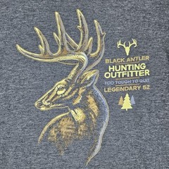 Black Antler Hunting T-Shirt Mens M Too Tough To Quit Gray Legendary 52 Outdoor