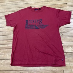 Dockers Khakis T Shirt Men XL Red Retro Laundry Finish Vtg 90s Spellout Tee XL