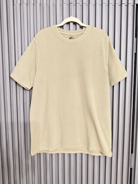 Common People Men Olive Textured T-Shirt Fine Striped Texture Size L New