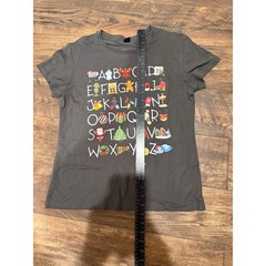 SHEIN Christmas Alphabet Graphic T-Shirt Charcoal Gray Holiday Short Sleeve M