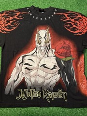 Civil Regime x Jujutsu Kaisen Cursed Rose Graphic Oversized Tee Black Red Large