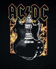 AC/DC cd lgo Angus Young FIRE GUITAR Official SHIRT XXL 2X New stiff lip salute
