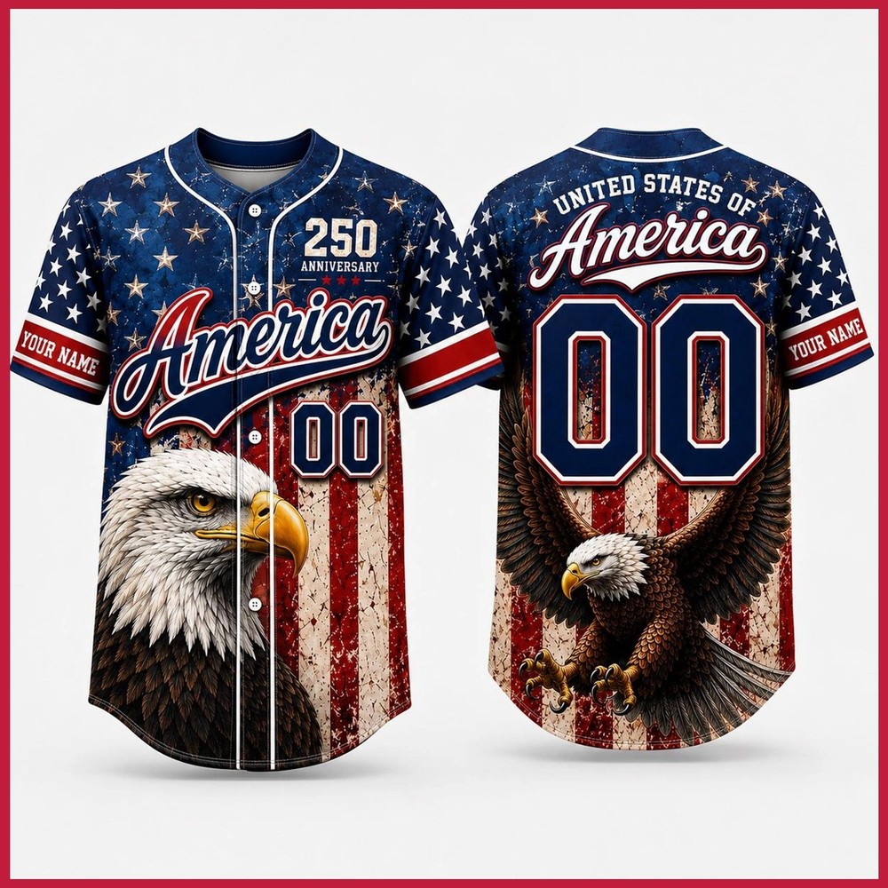 Custom America Baseball Jersey USA 250th Anniversary Jersey 4th of July Gift