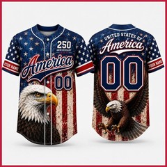 Custom America Baseball Jersey USA 250th Anniversary Jersey 4th of July Gift