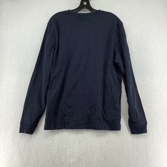 Nautica Mens Long Sleeve Crew Neck Straight Hem Navy Blue T Shirt Size Medium